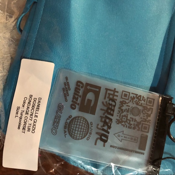 NWT DANIELLE GUIZIO BONDAGE CORSET IN TURQUOISE L - Picture 6 of 7